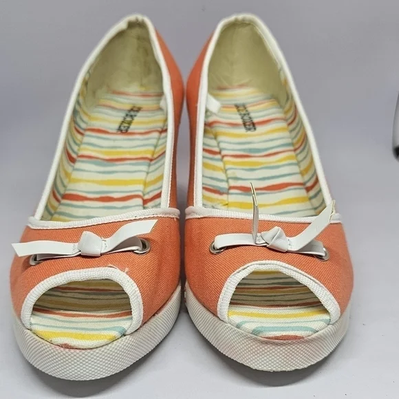 Joe Boxer Women's Orange Canvas Wedges Size 9 - Picture 4 of 11